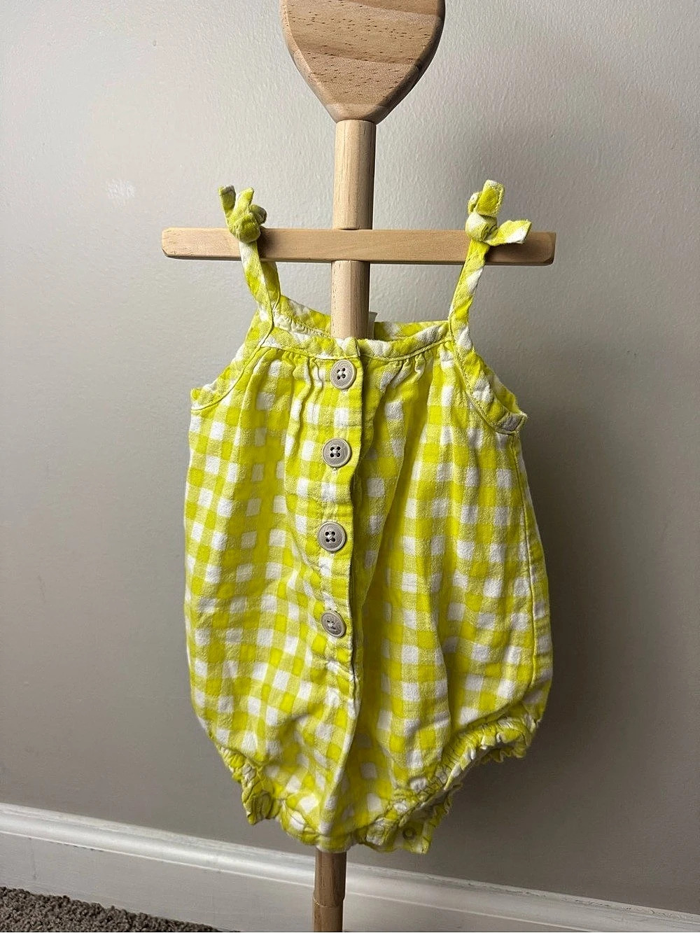 Gap Baby Gingham Romper in Yellow & White Baby 3-6 Months
